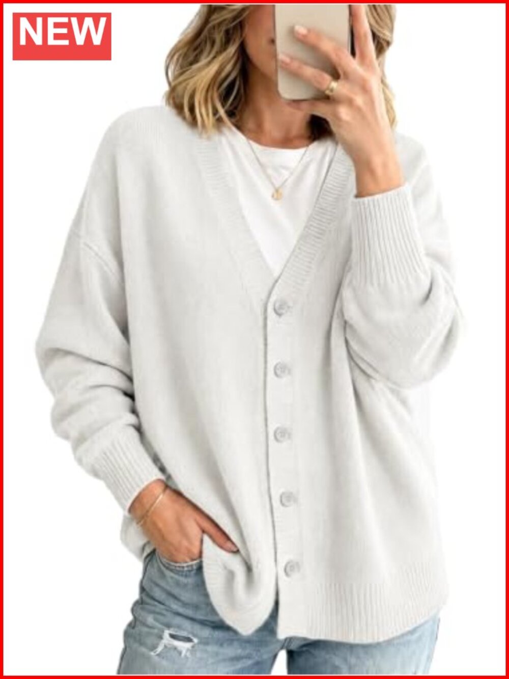 Oversized Open Front Cardigan Sweater Women V-Neck Long Sleeve Knit